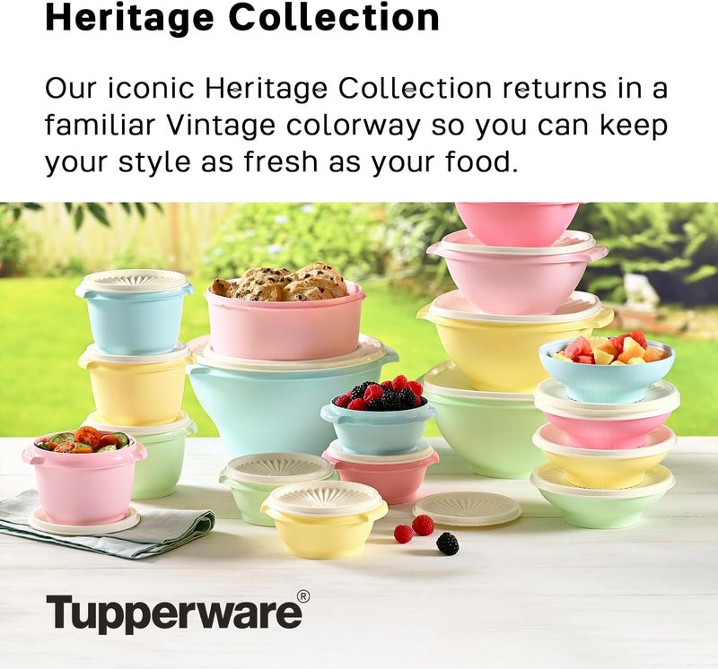 Tupperware Heritage Collection 36 Piece Food Storage Container Set in Vintage Colors- Dishwasher Safe & BPA Free - (18 containers + 18 lids) - Image 2